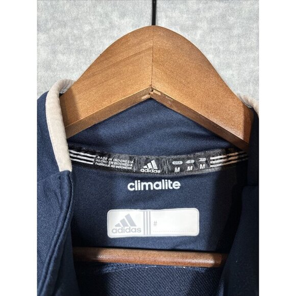 Adidas Notre Dame Mens Sz M Quarter Zip Pullover Blue Sweatshirt Logo Athleisure - Picture 3 of 4